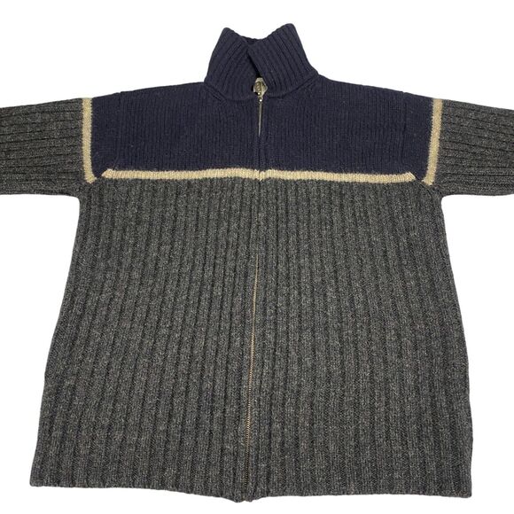 J.CREW Sweater Mens Medium Gray Knit 100% Wool Long Sleeve Full Zipper Outdoor - Picture 9 of 15